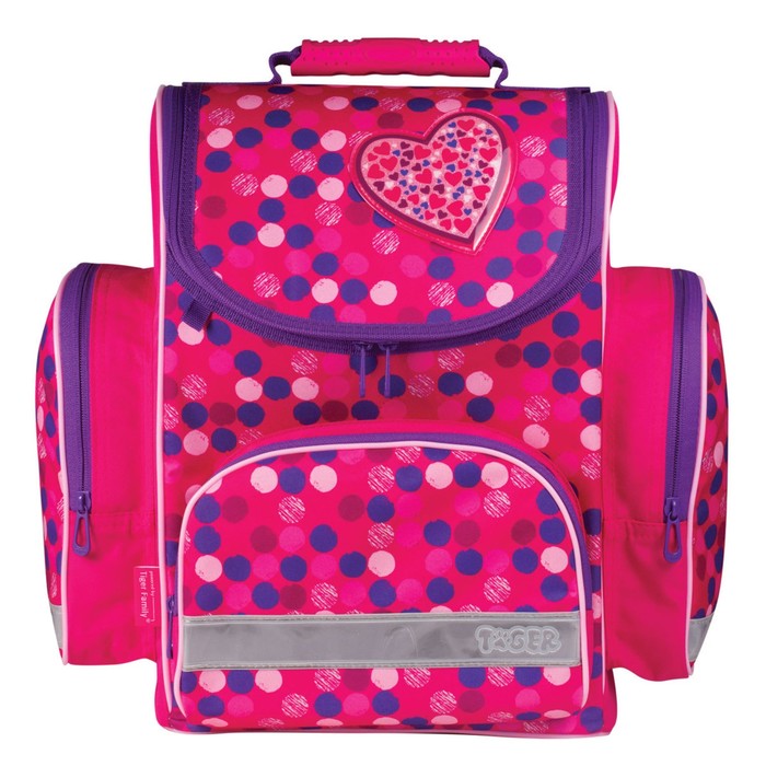 Ранец Стандарт TIGER FAMILY 38х34х21см, 18л, дев., "Сердце" 1731D
