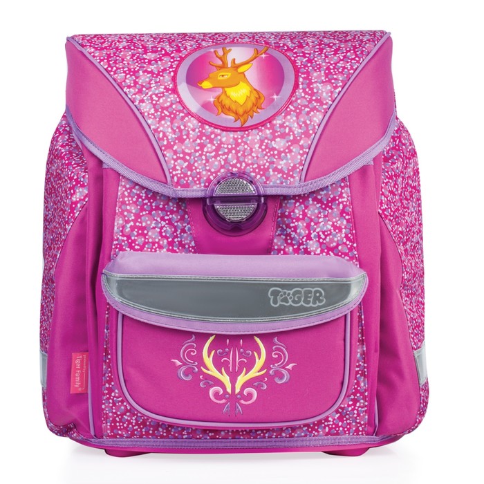 Ранец на замке TIGER FAMILY 38*35*24 см, 20л, "Олень", розовый 1712B