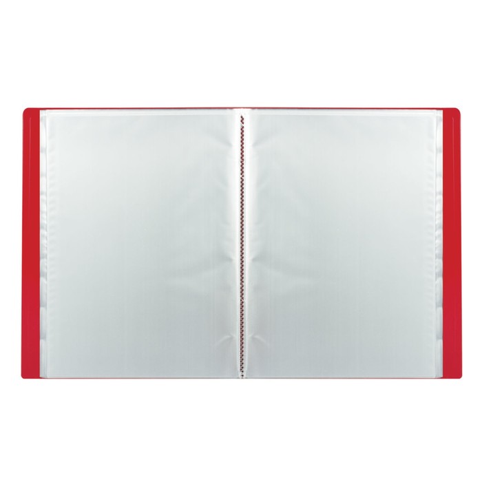 Папка с 10 прозрачными вкладышами А4, 500 мкм STAFF эконом, красная