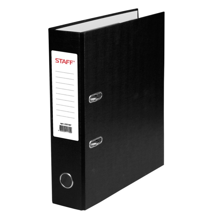 Папка-регистратор А4, 70 мм STAFF ЭКОНОМ, с покрытием из ПВХ, без уголка, чёрная