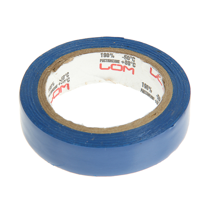 Изолента LOM, ПВХ, 15 мм х 7 м, 130 мкм, синяя