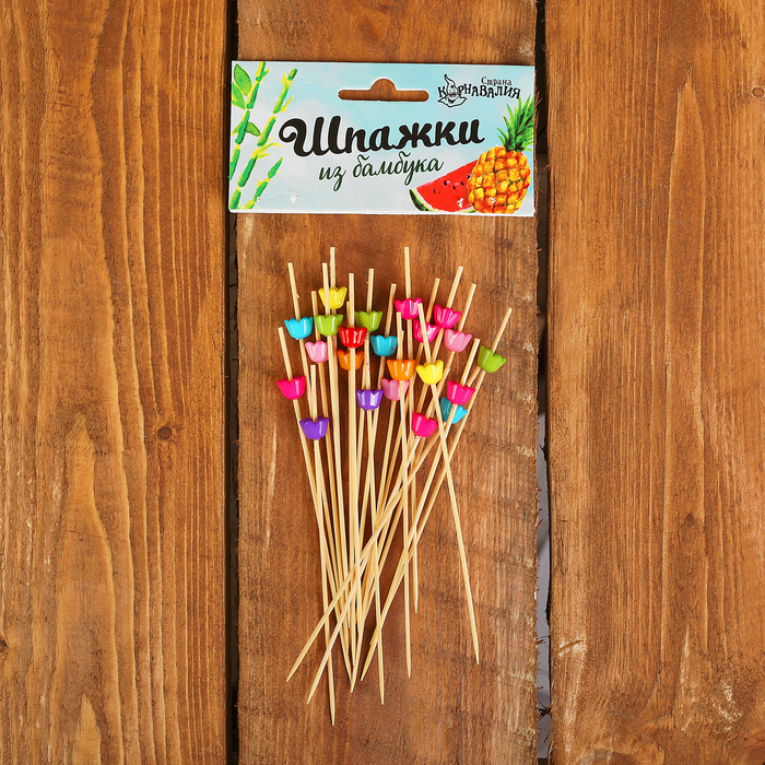 Шпажки бамбук "Цветки" (набор 24 шт)