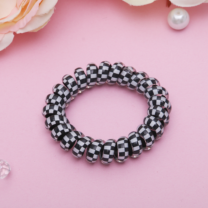 Резинка для волос пружинка "Ночка" шахматка