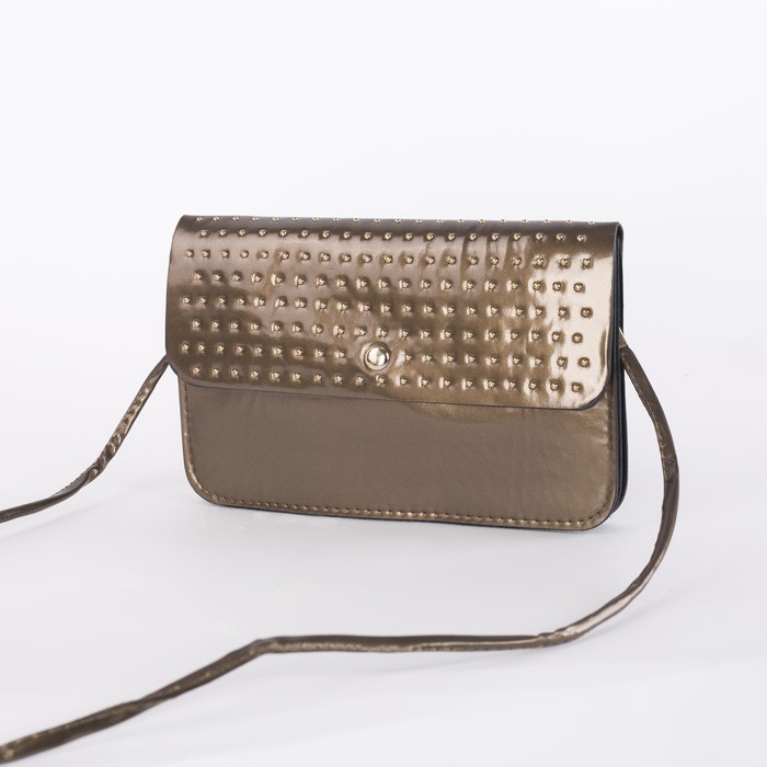 Сумка женская "Блеск", 3 отдела на клапане, длинный ремень, цвет кофейный