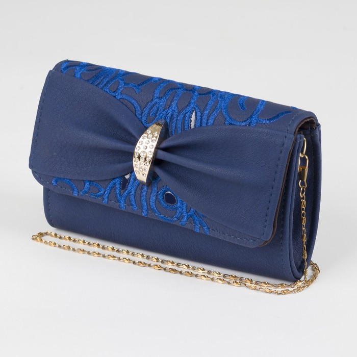 Сумка женская, 2 отдела с перегородкой на магните, длинная цепь, цвет синий
