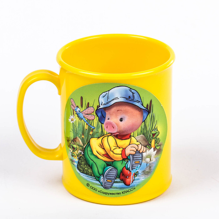 Набор детской посуды «Спокойной ночи, малыши!», 4 предмета: миска 400 мл, кружка 280 мл, ложка, вилка, цвет салатовый/жёлтый, рисунок «Хрюша»