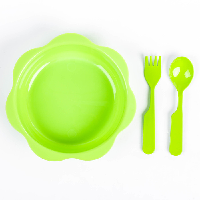 Набор детской посуды «Спокойной ночи, малыши!», 4 предмета: миска 400 мл, кружка 280 мл, ложка, вилка, цвет салатовый/оранжевый, рисунок «Филя»