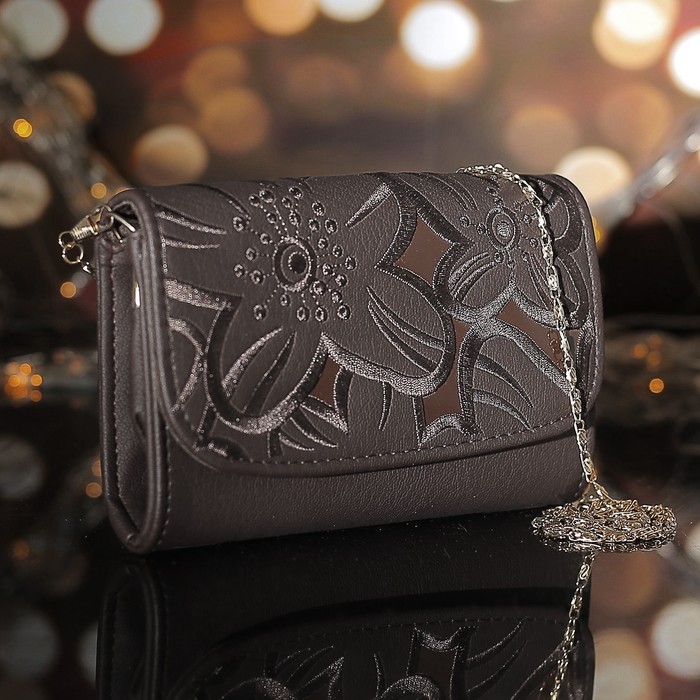 Сумка женская, 1 отдел с перегородкой на магните, длинная цепь, цвет коричневый