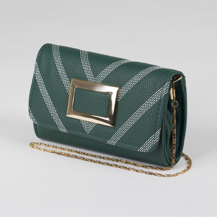 Сумка женская, 1 отдел с перегородкой на магните, длинная цепь, цвет зелёный