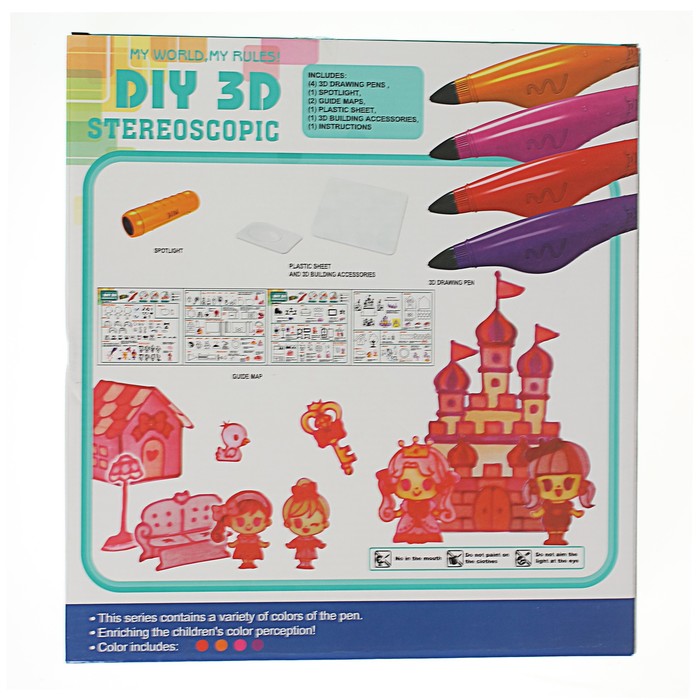 Комплект 3D-ручек LM555-4G, печать полимером, жёлтая + лиловая + красная + розовая