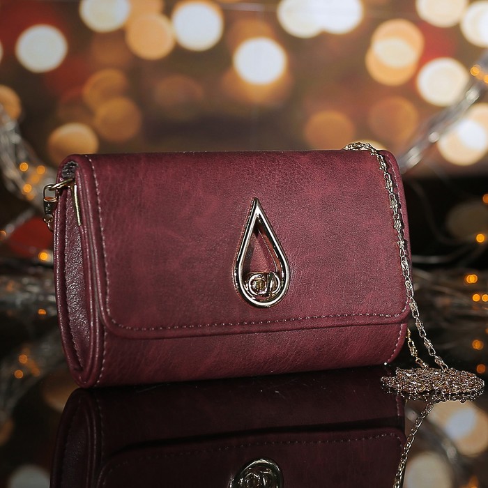 Сумка женская, 1 отдел с перегородкой на магните, длинная цепь, цвет бордовый