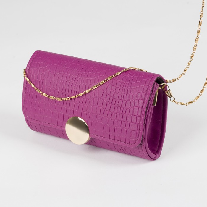 Сумка женская, 1 отдел с перегородкой на магните, длинная цепь, цвет фиолетовый