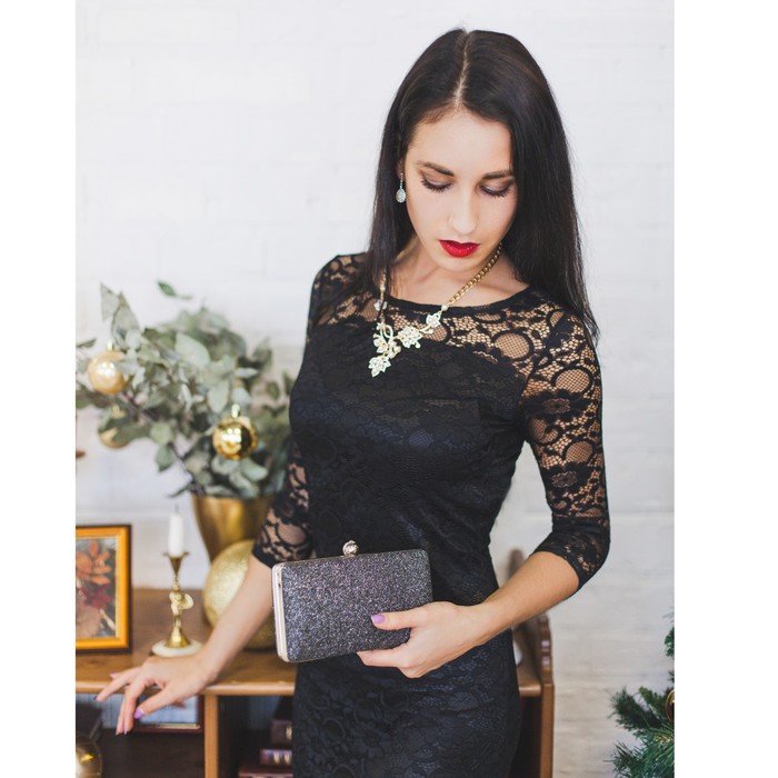 Клатч женский, отдел на фермуаре, длинная цепь, цвет серый