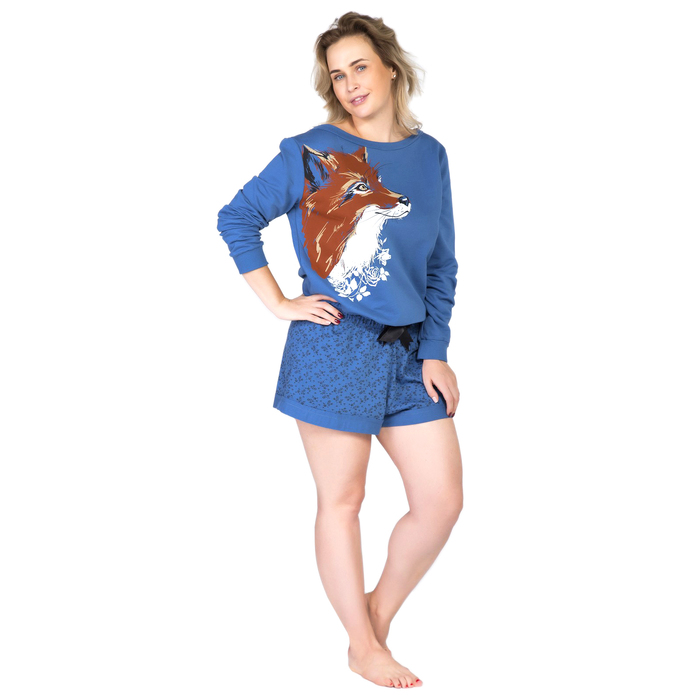 Толстовка женская KAFTAN "Рыжая лиса", син, р-р 42-44, 100% хлопок