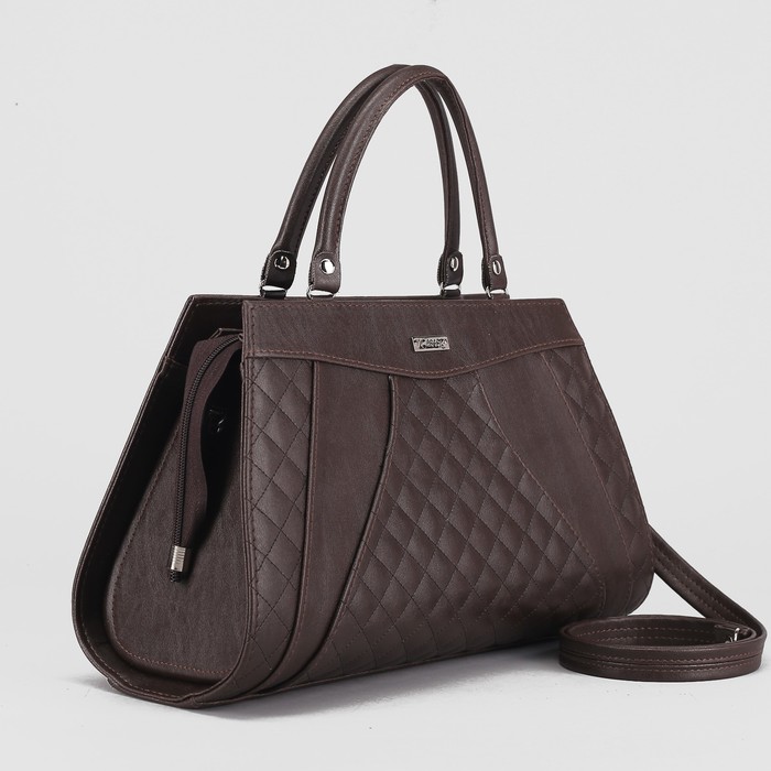 Сумка женская, 1 отдел на молнии, наружный карман, стёжка, цвет коричневый