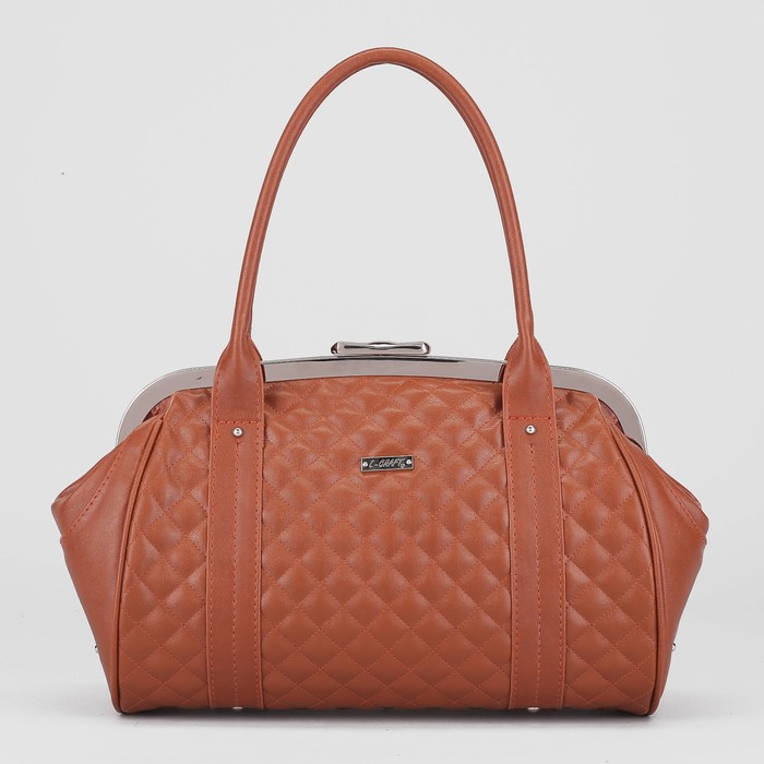 Сумка женская, 1 отдел на рамке, наружный карман, стёжка, цвет рыжий