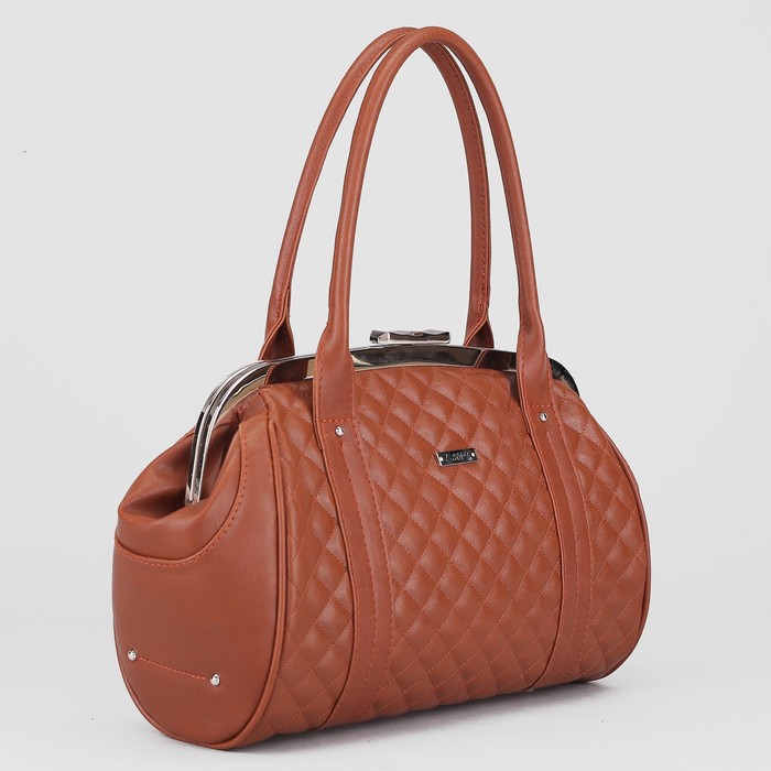 Сумка женская, 1 отдел на рамке, наружный карман, стёжка, цвет рыжий