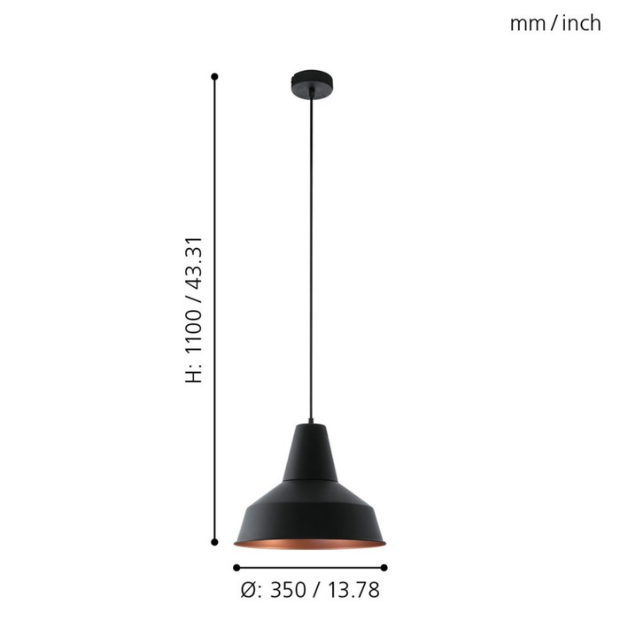 

Светильник SOMERTON 1x60Вт E27 медь 35x35x110см