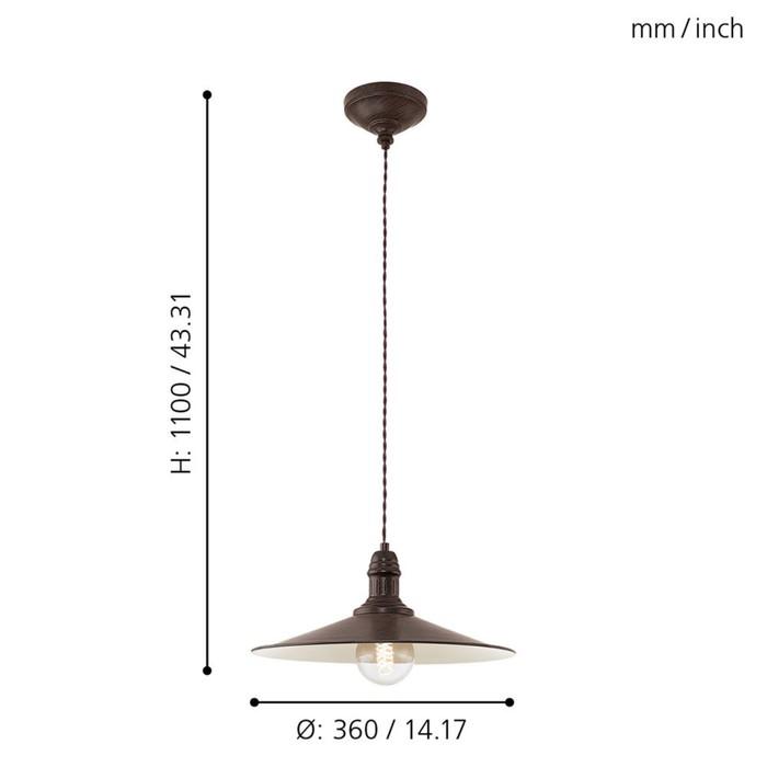 

Светильник STOCKBURY 1x60Вт E27, чёрный 36x36x110 см
