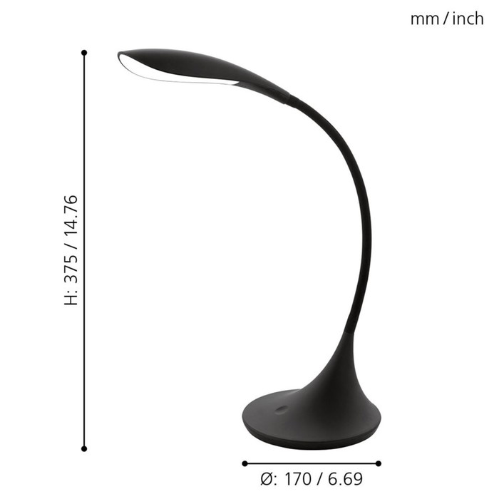 

Настольная лампа DAMBERA 1x4,5Вт LED черный 37,5см