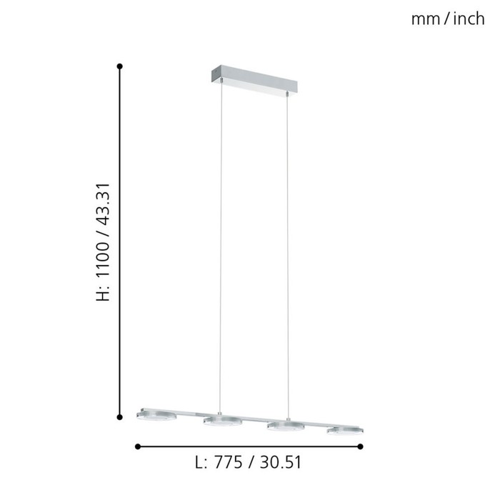 

Светильник CARTAMA 4x4,5Вт LED хром 77,5x77,5x110см