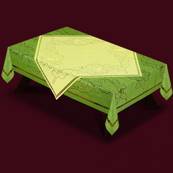Скатерть, размер 130х180 см; накладка 80х80 см, цвет тёмно-оливковый
