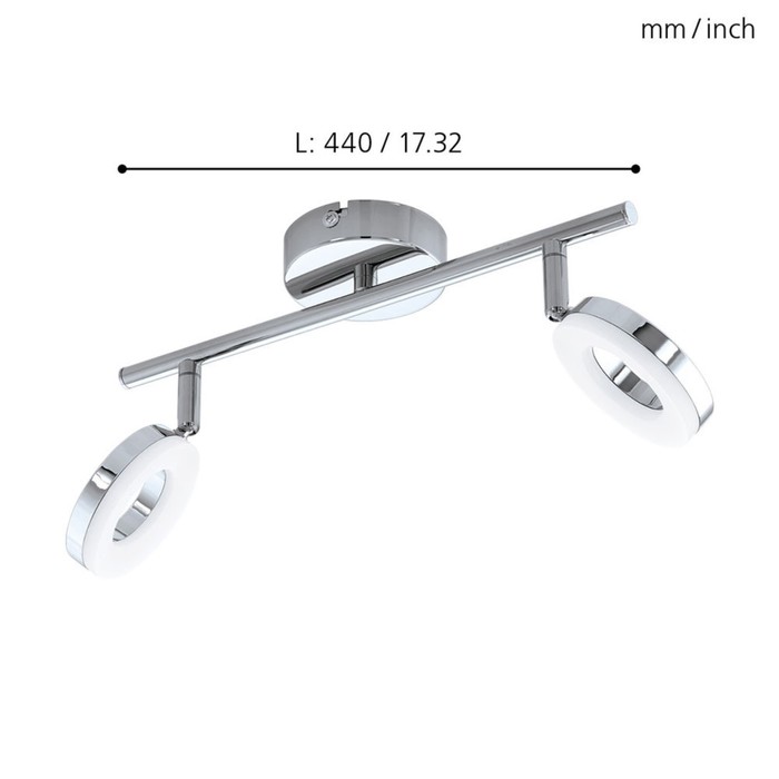

Светильник GONARO 2x3,8Вт LED хром 44x44см