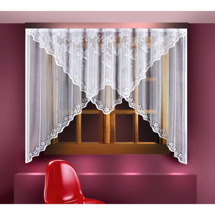 Комплект гардин, размер 250х180 см, размер 250х115 см, белый 88813