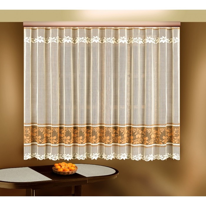 Гардина, размер 300х160 см, белый/коричневый 88830