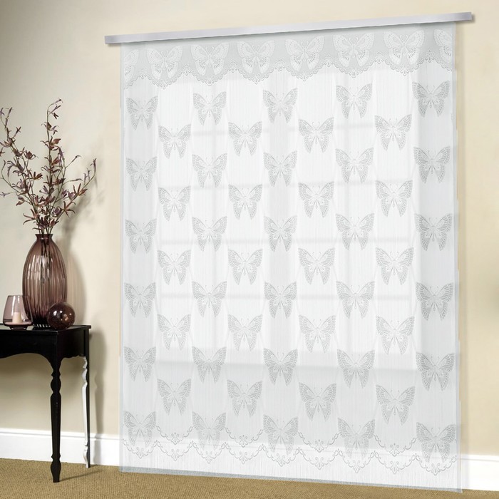 Гардина-лапша, размер 250х250 см, бабочки, белый 88875