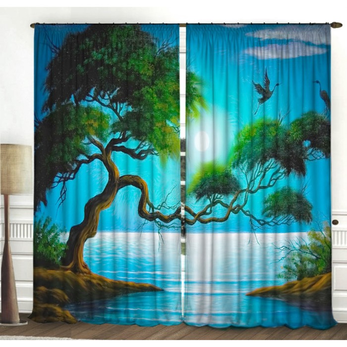 Шторы "Журавли", размер 150х270 см-2 шт 21443