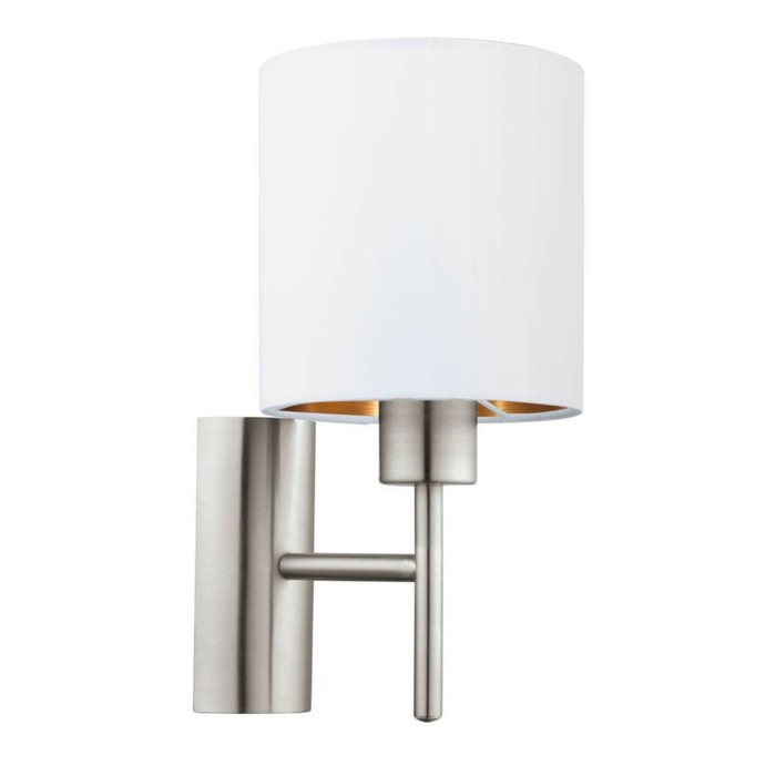 Бра MASERLO 1x60Вт E27 никель, белый 14,5x14,5x30,5см