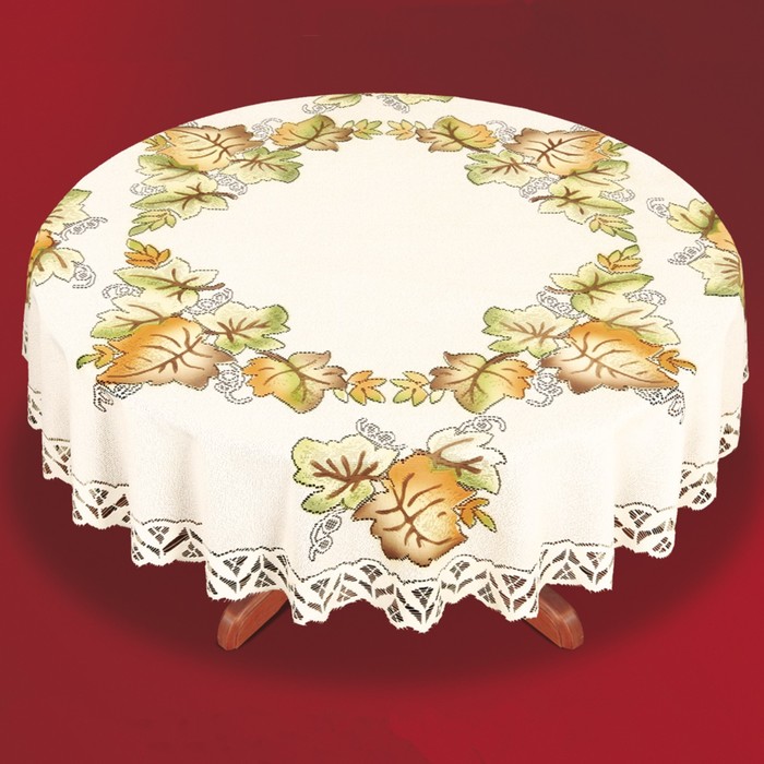 Скатерть круглая, диаметр 150 см, цвет кремовый