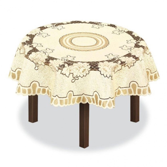 Скатерть круглая, диаметр 150 см, цвет кремовый/золотой