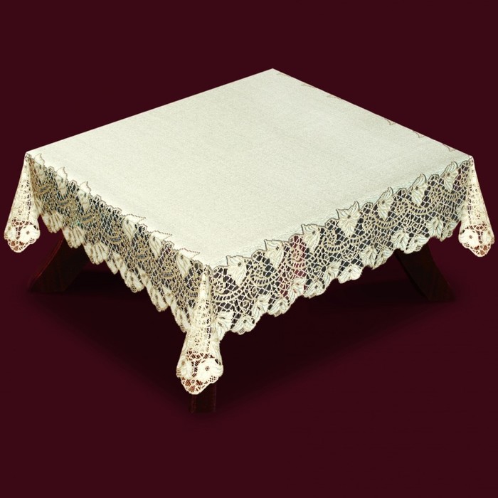 Скатерть, размер 120х120 см, цвет кремовый/тёмно-золотой