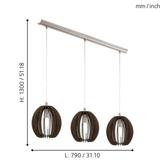 

Светильник COSSANO 3x40Вт E14 никель, венге 79x79x110см