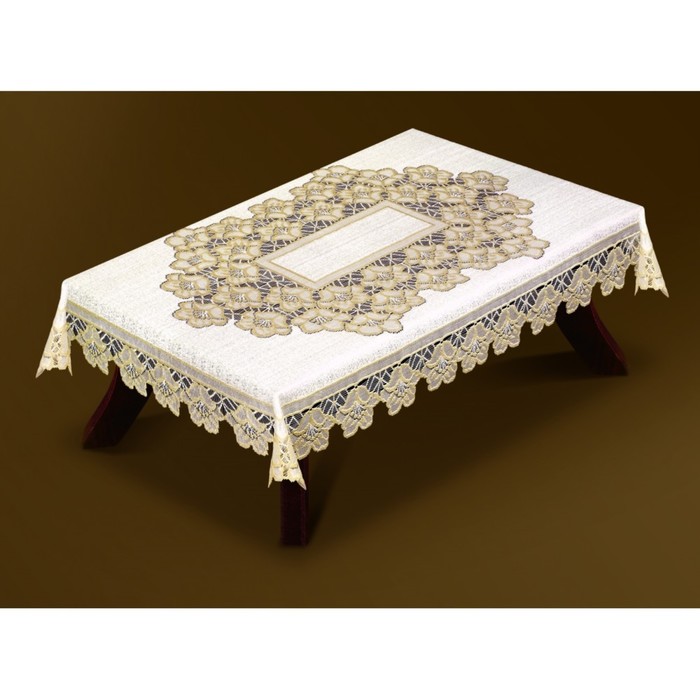 Скатерть, размер 120х160 см, цвет кремовый/золотой