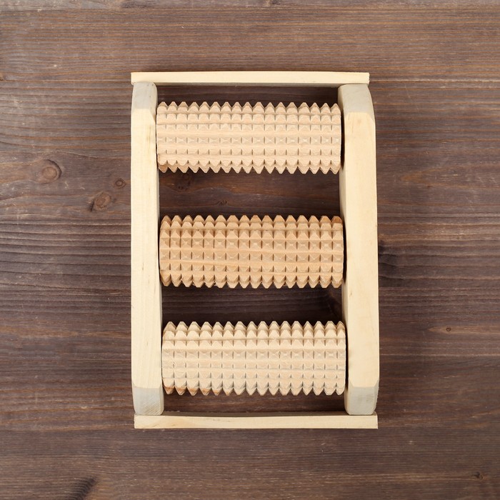 Массажер деревянный для одной стопы, 3 валика, бук