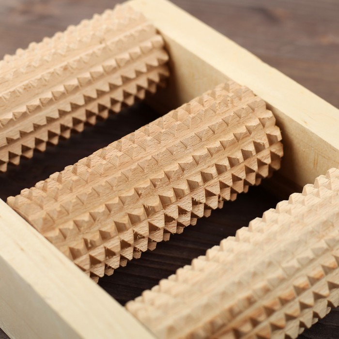 Массажер деревянный для одной стопы, 3 валика, бук