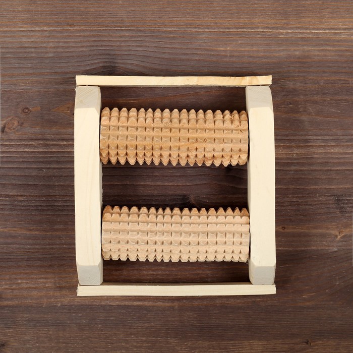 Массажер деревянный для одной стопы, 2 валика, бук