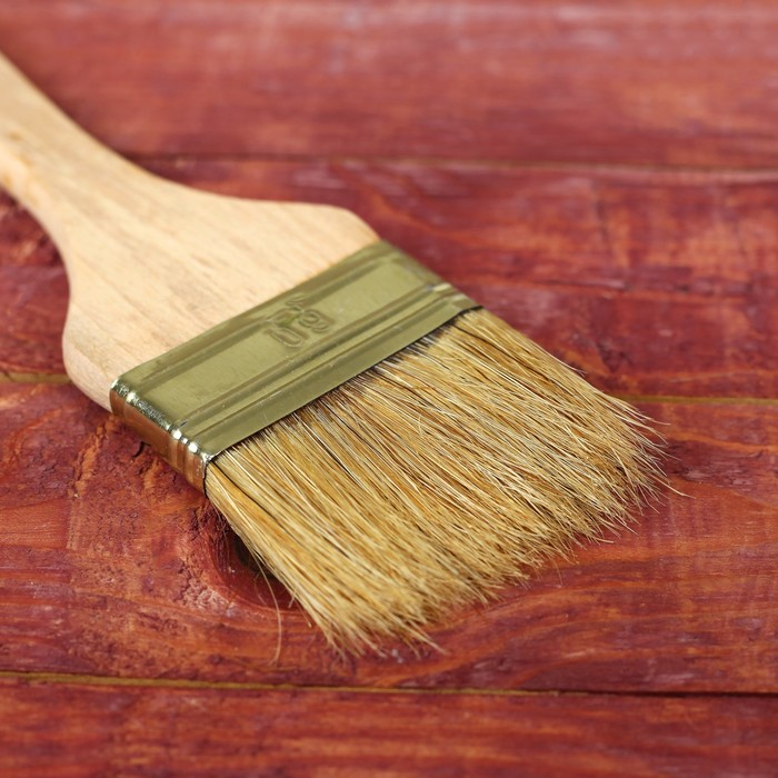 Кисть плоская, тонкая, деревянная ручка, 60 х 8 мм