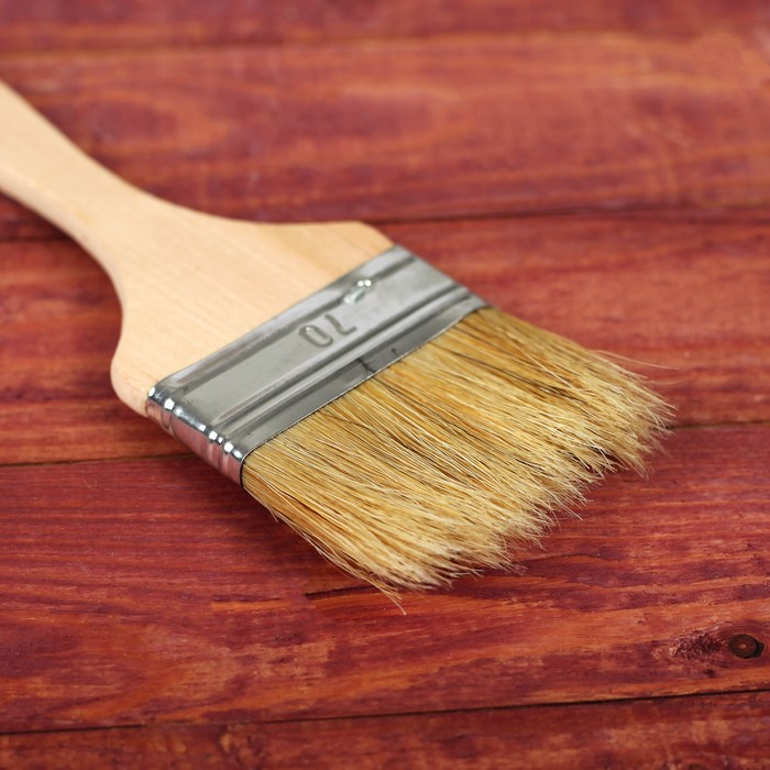 Кисть плоская, тонкая, деревянная ручка, 70 х 8 мм