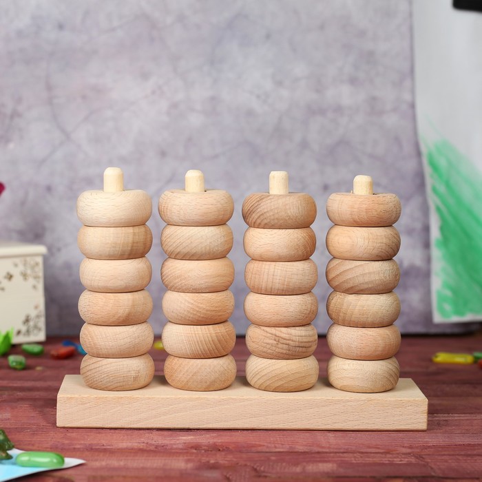 Пирамидка-считалка "Блины", натуральная, 4 ряда, 22х15 см