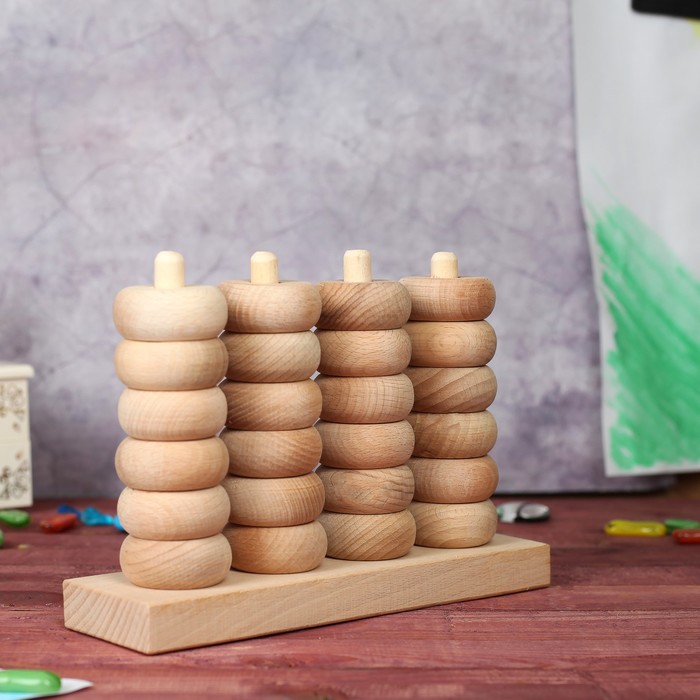 Пирамидка-считалка "Блины", натуральная, 4 ряда, 22х15 см