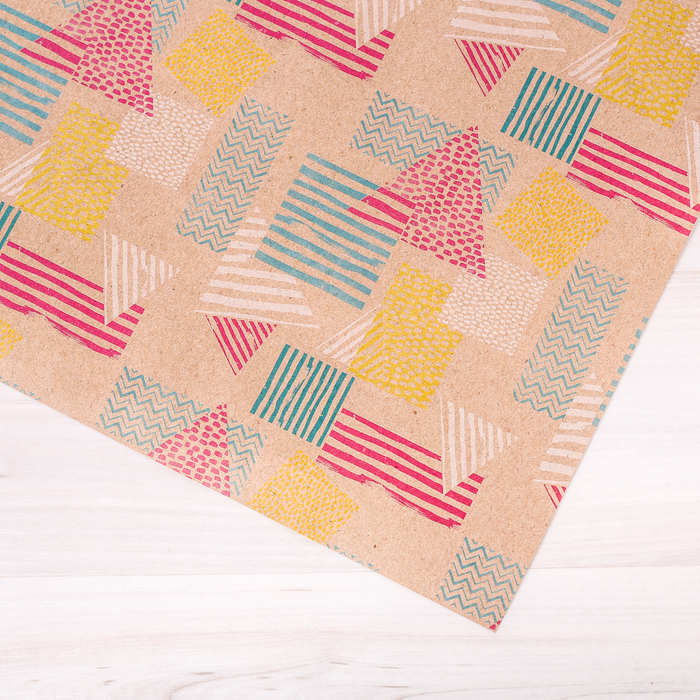 Бумага упаковочная крафтовая «Яркие треугольники», 50 × 70 см