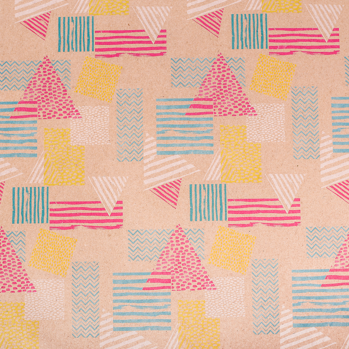 Бумага упаковочная крафтовая «Яркие треугольники», 50 × 70 см
