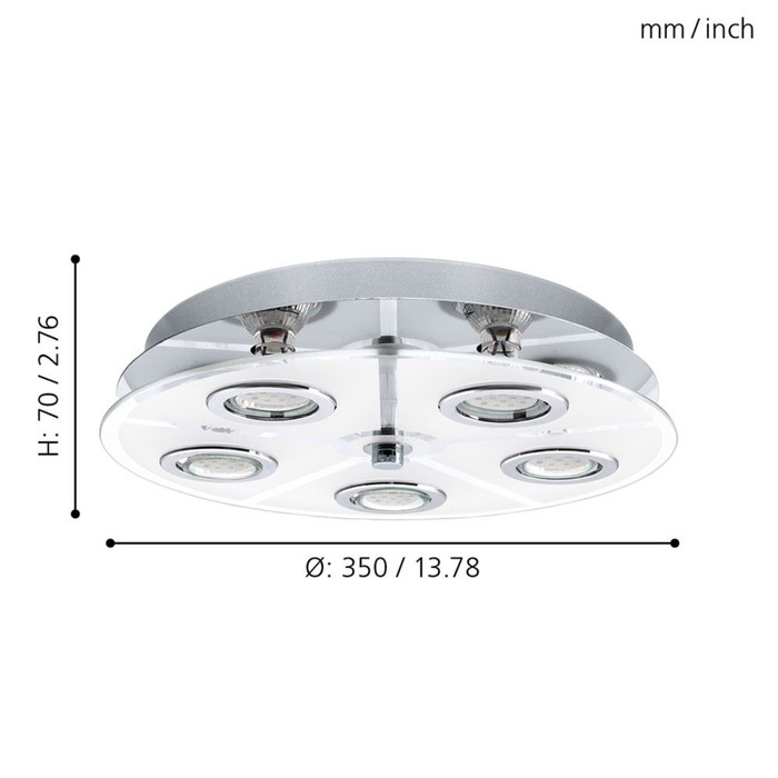 

Люстра CABO 5x2,5Вт LED хром 35x35x7 см