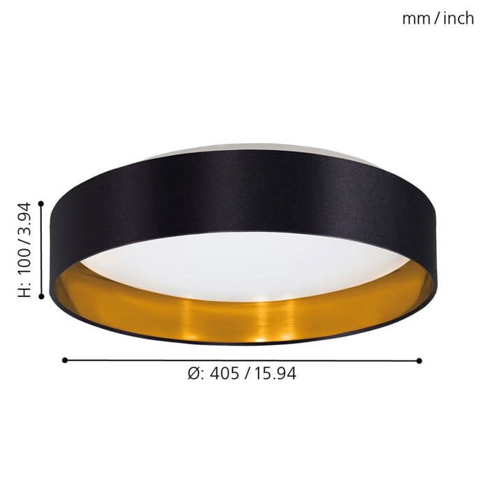 

Светильник MASERLO 18Вт LED черный, золото 40,5x40,5x8,2см