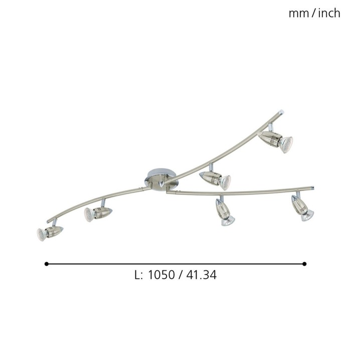 

Светильник MAGNUM-LED 6x2,5Вт LED никель 105x105 см