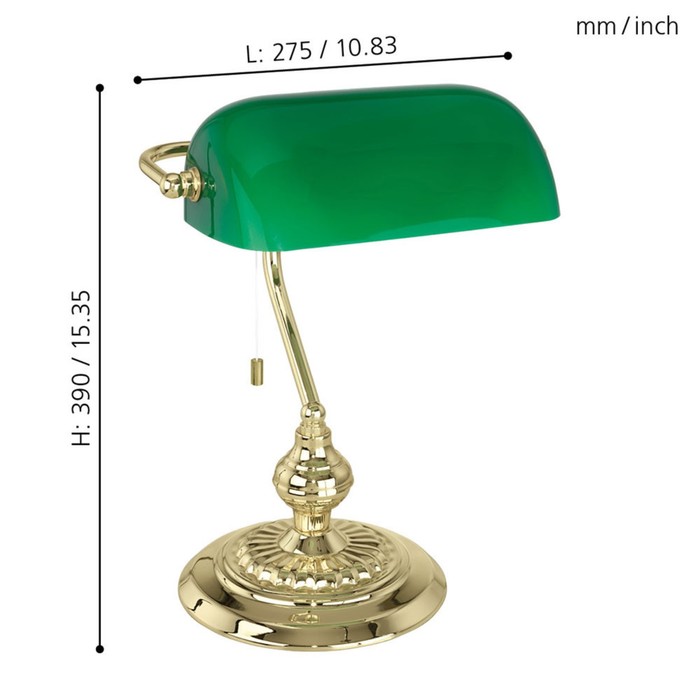 Настольная лампа BANKER 1x60Вт E27 золото 27,5x39см